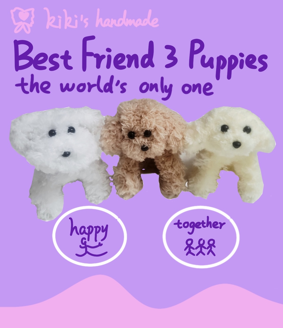 best friend 3 puppies/best friends/handmade/mini dogs/buy 1 get 3