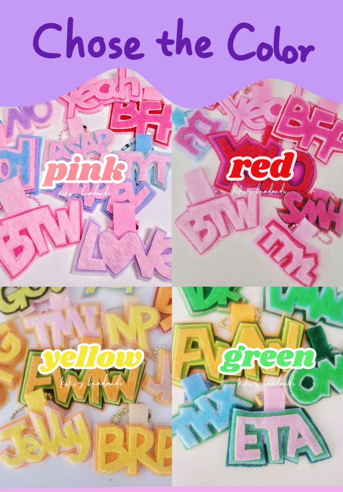 the color you can choose/pink/red/yellow/green