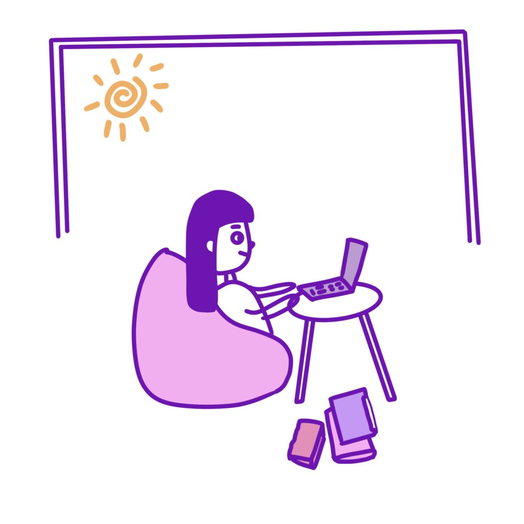 in a sunny day, kiki is working on building a webstie