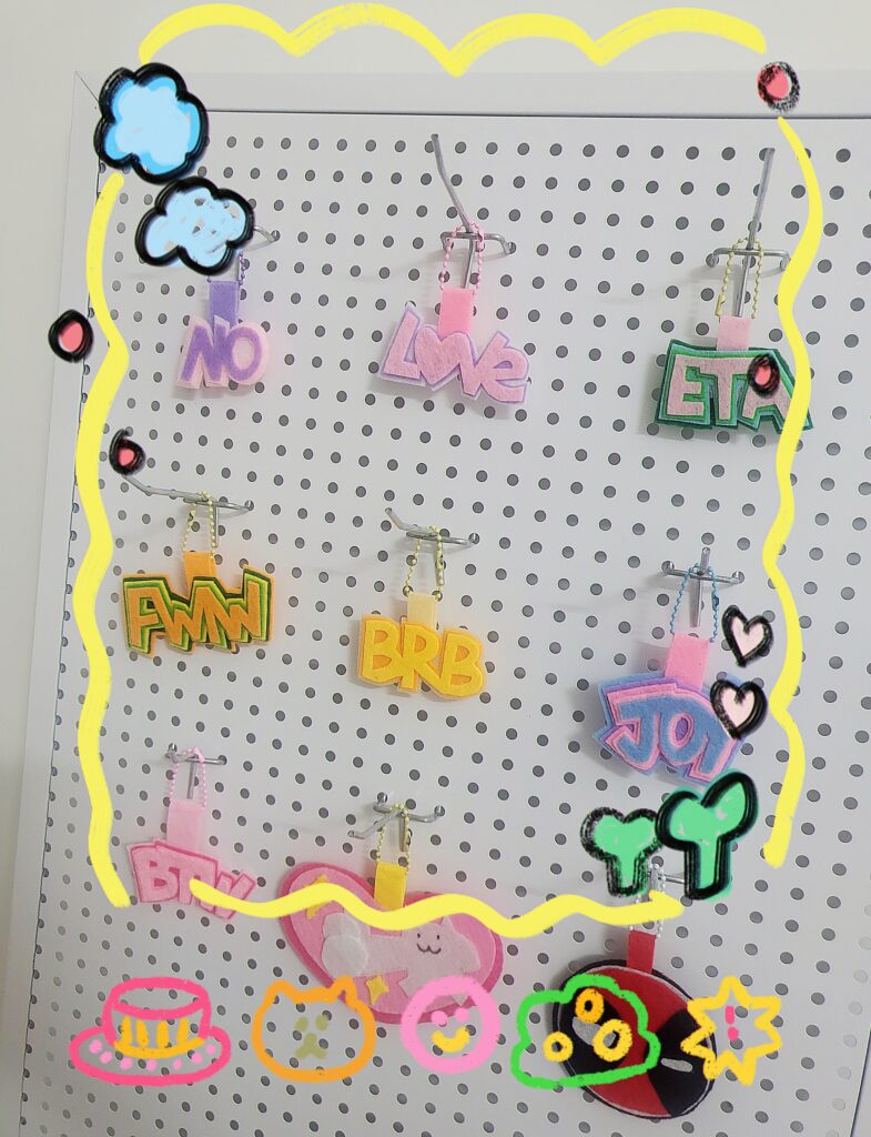 cute letter charm display